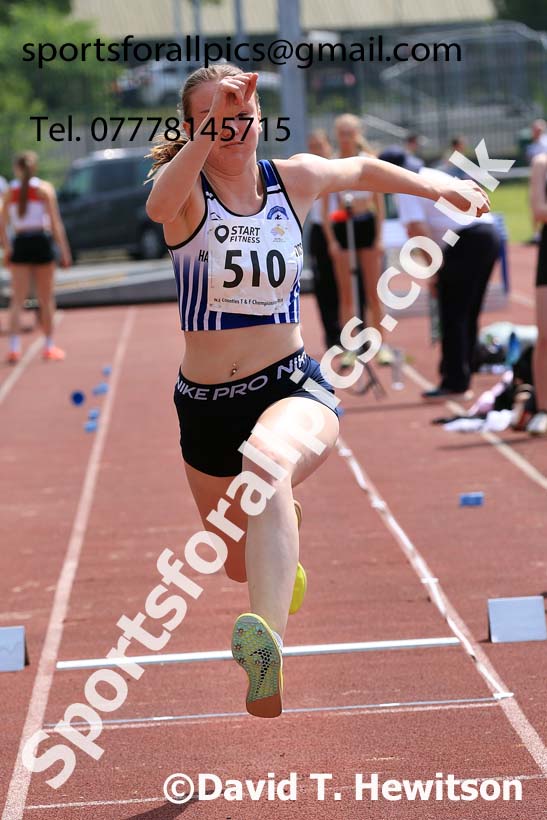 Womens Under-17s Triple Jump, 2024 North Eastern Track and Field Champs., Middlesbrough.  Photo: David T. Hewitson/Sports for All Pics